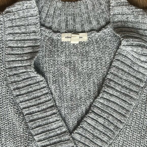 Urban Outfitters Silence + Noise Gray Oversized Cable Knit Cotton Sweater Size M - Picture 6 of 8